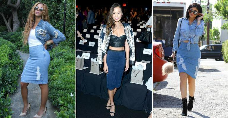 Saia lápis jeans conquista famosas como Beyoncé. Veja como usar em 7 dicas