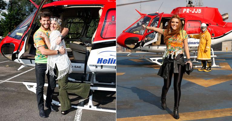 Giovanna Ewbank, Klebber Toledo e Giovanna Lancellotti vão para festival em Itu de helicóptero