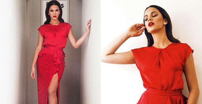 Bruna Marquezine investe no vermelho e na fenda para festa de casamento