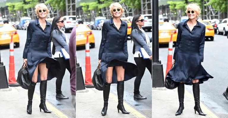 Ops! Sharon Stone é traída pelo vento em momento ‘Marilyn Monroe’