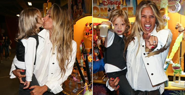 Adriane Galisteu dá selinho no filho, Vittorio, em dia de show infantil do ‘Disney On Ice’
