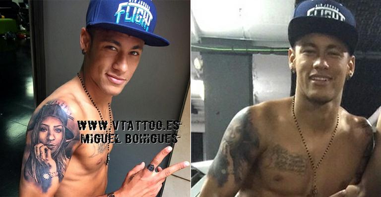 Neymar tatua o rosto de Rafaella Santos no braço