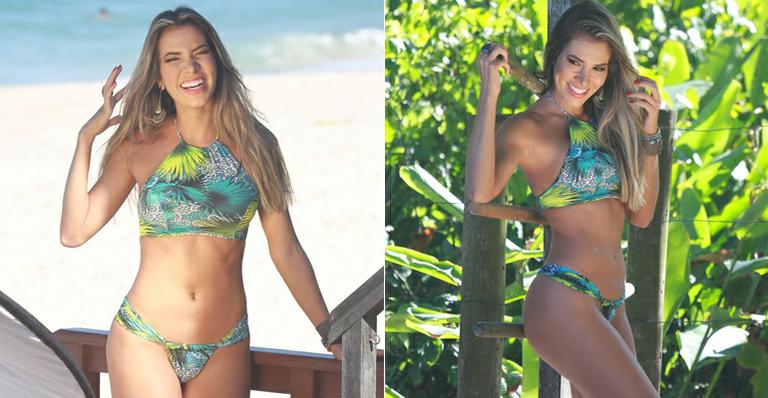 Ex-BBB Adriana Sant’Anna exibe boa forma em ensaio na praia
