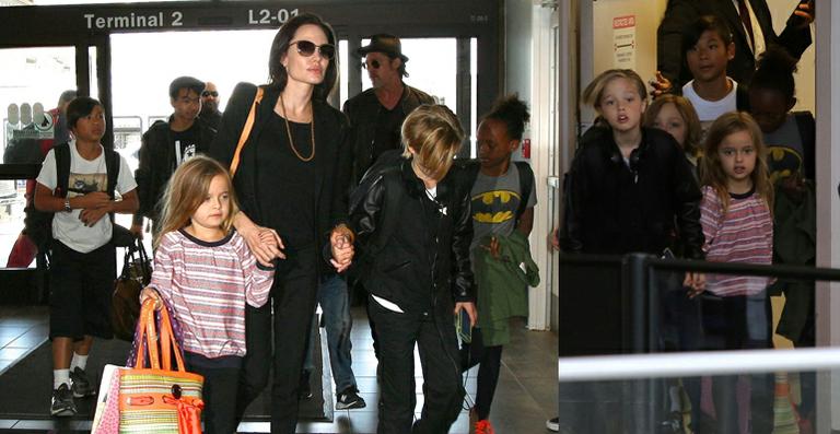 Angelina Jolie e Brad Pitt viajam com os filhos em classe econômica para Nice