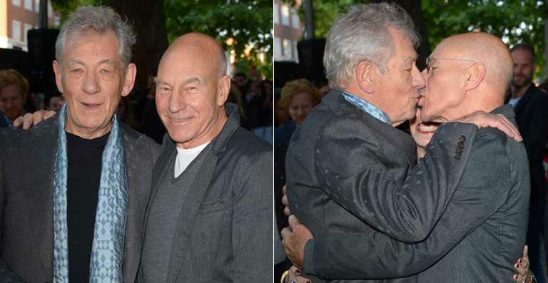 Ian McKellen e Patrick Stewart dão beijo em première britânica