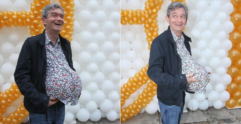 Papai ansioso! Serginho Groisman brinca de ‘ficar grávido’ em dia de festa