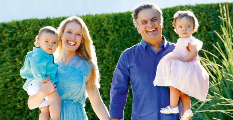 Aécio Neves e Letícia Weber comemoram primeiro aniversário dos gêmeos Julia e Bernardo