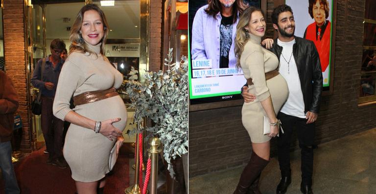 Grávida, Luana Piovani exibe barrigão em noite de show