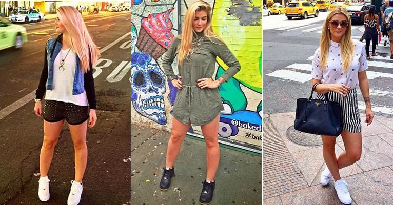 Aline Gotschalg investe em  tênis esportivo em looks formais e de balada. Saiba como usar