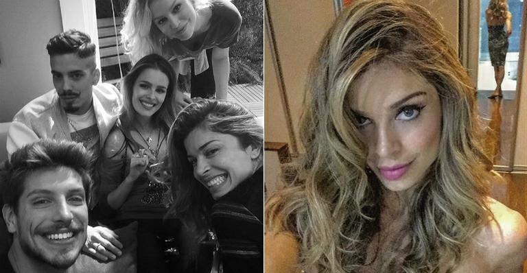 Grazi Massafera posa com elenco nos bastidores de ‘Verdades Secretas’