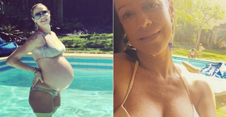 Luana Piovani exibe o barrigão de 8 meses em piscina de nova mansão