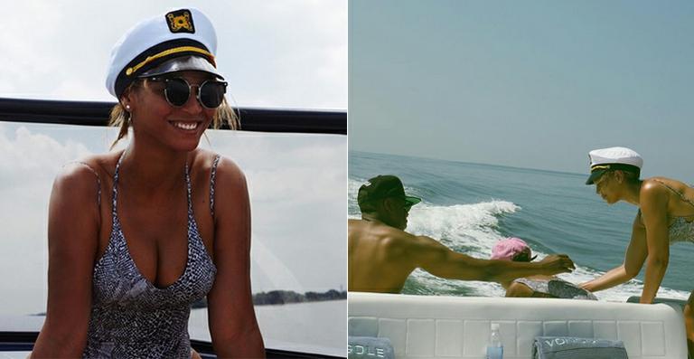 Em NY, Beyoncé curte passeio de barco em família