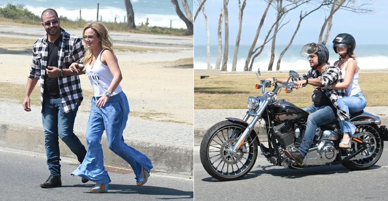 Eliana pega carona na moto de Diogo Nogueira no Rio de Janeiro