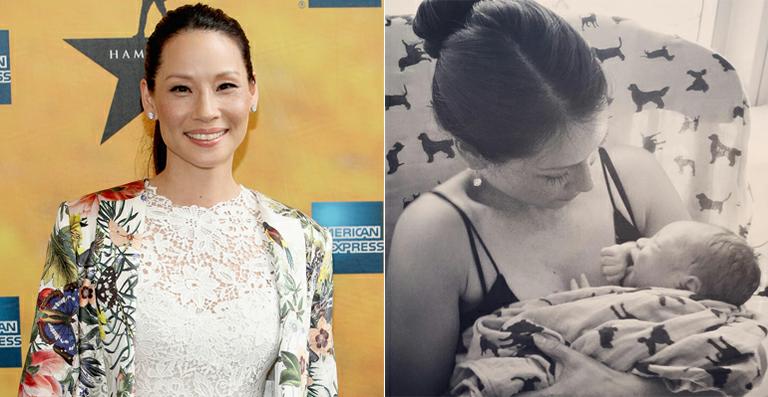 Lucy Liu apresenta seu 1º filho, que nasceu de barriga de aluguel