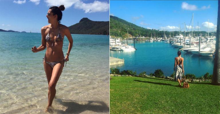 Na Austrália, Fernanda Motta exibe sua boa forma nas gravações de nova novela
