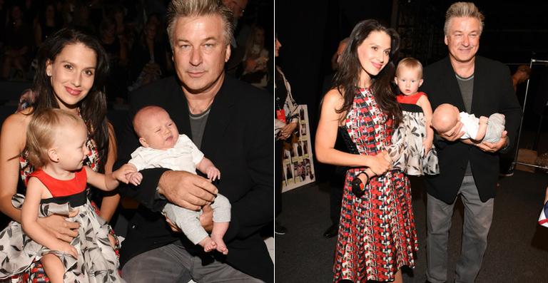 Alec Baldwin leva os filhos para desfile na Semana de Moda de Nova York