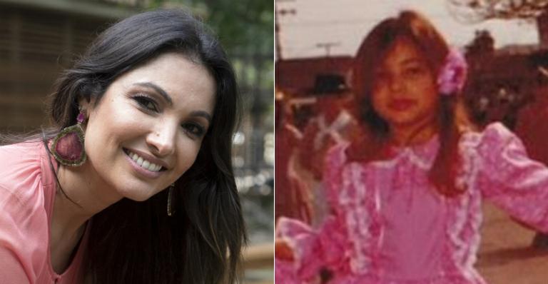 Patricia Poeta publica foto da época de criança com roupas gaúchas