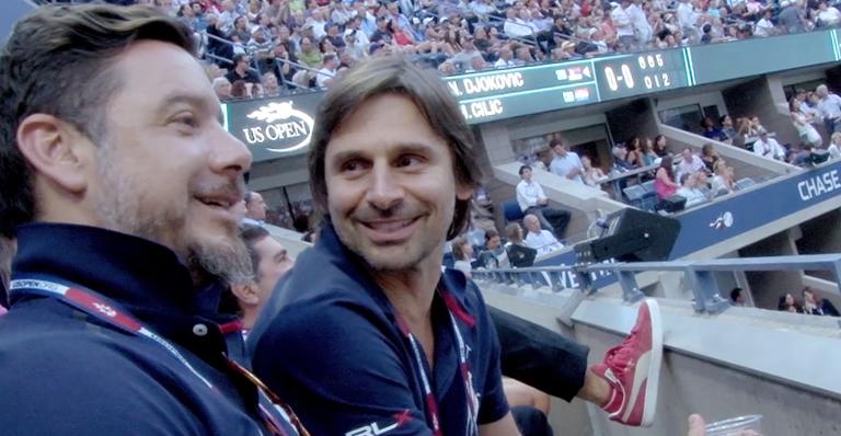 Murilo Rosa e Alexandre Iódice: amigos no camarote do US OPEN