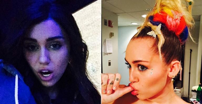 Miley Cyrus surge morena e com cabelos compridos em foto no Instagram