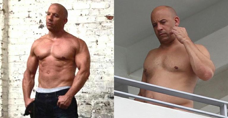 Vin Diesel é fotografado sem camisa e ‘barriguinha’ chama atenção
