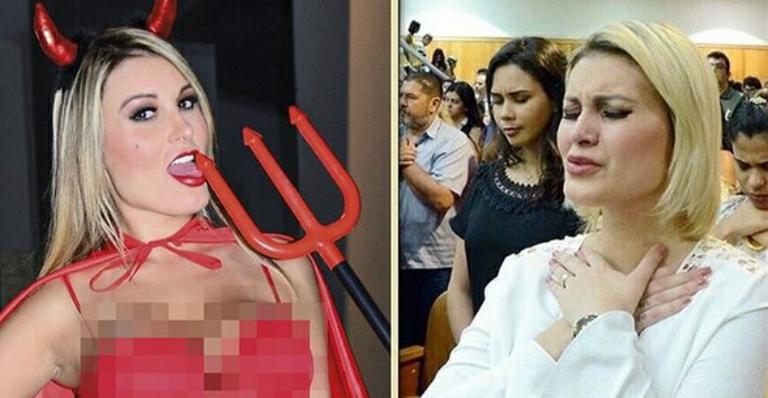 Andressa Urach publica foto antiga vestida de diabinha e filosofa sobre perdão dos pecados