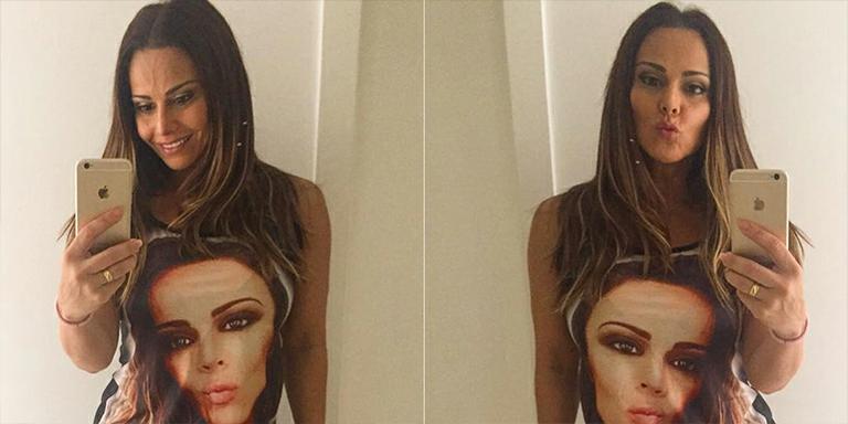 Viviane Araújo usa camisetão estampada com o próprio rosto