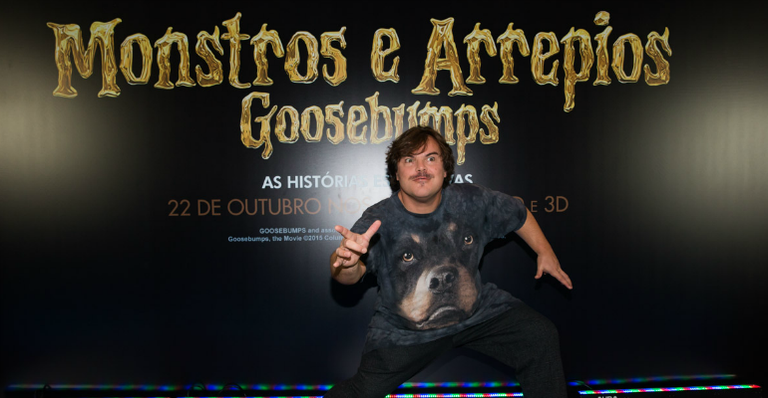 No Brasil, Jack Black participa da coletiva de lançamento do filme “Goosebumps: Monstros e Arrepios”