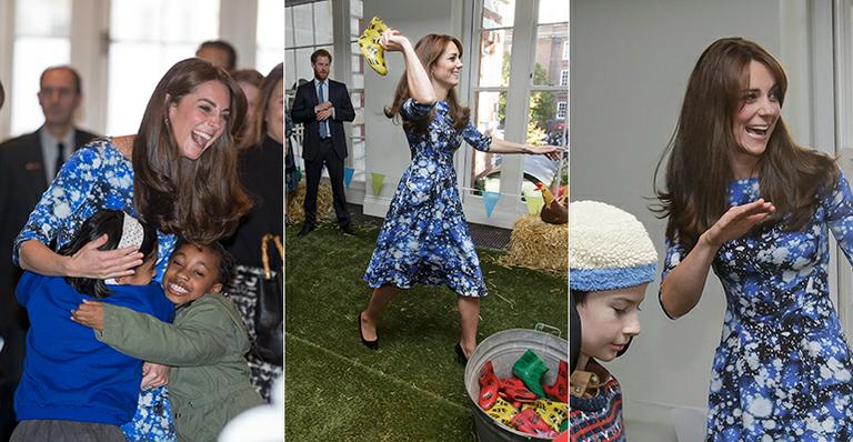 Kate Middleton se diverte em evento de caridade ao lado da realeza britânica