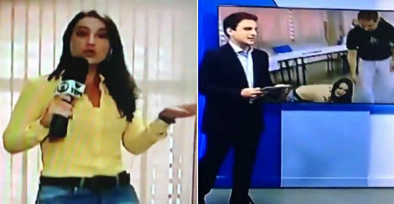Repórter de afiliada da TV Globo leva tombo feio durante reportagem ao vivo