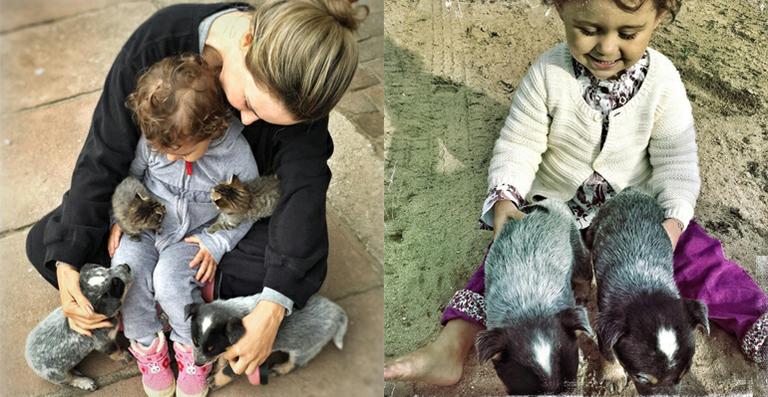 Guilhermina Guinle mostra a filha cercada de bichos