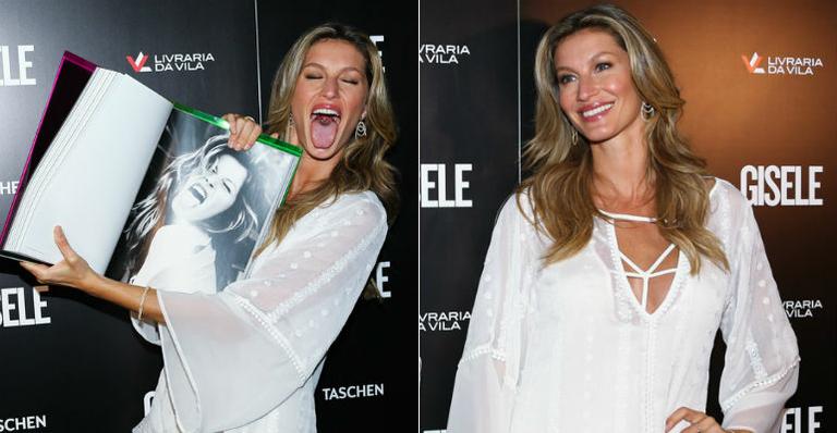 Deslumbrante, Gisele Bündchen arrasa em sessão de autógrafos de seu livro
