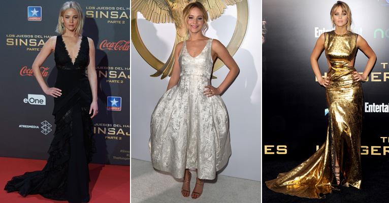 Jogos Vorazes: Os looks de Jennifer Lawrence nas pré-estreias dos 4 filmes