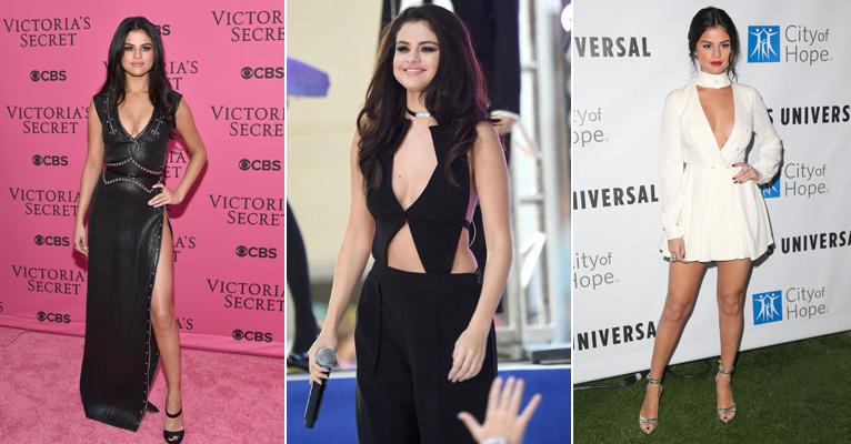Em nova fase, Selena Gomez investe em roupas de festa com decotes sexy