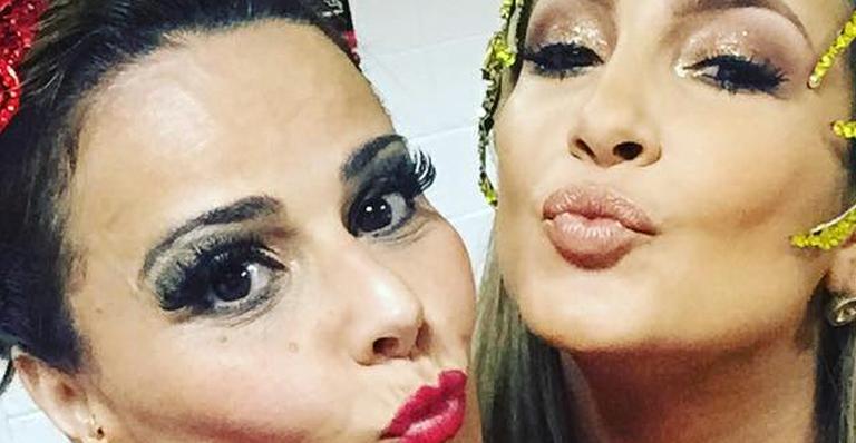 Duelo de beldades: Claudia Leitte e Viviane Araújo posam se preparando para o carnaval