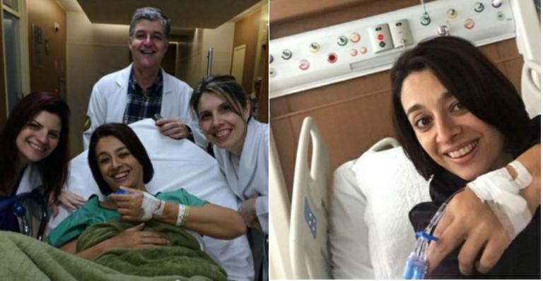Catia Fonseca posa em cama de hospital após cirurgia e tranquiliza fãs