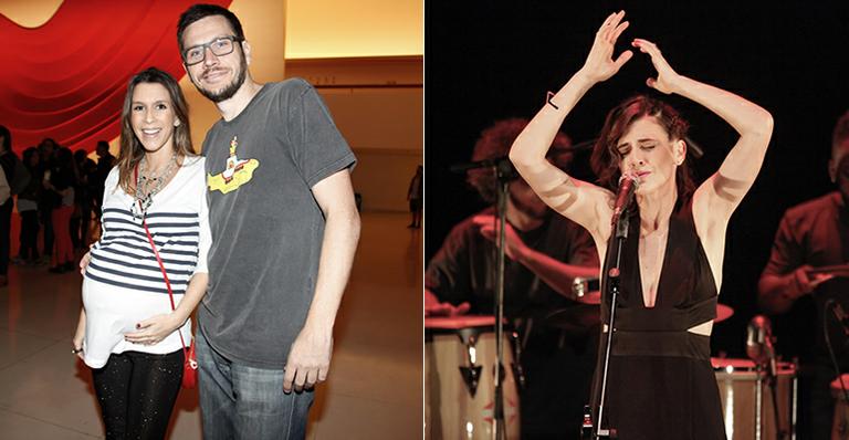 Gravidíssima, Sarah Oliveira rouba a cena nos bastidores do show de Mariana Aydar