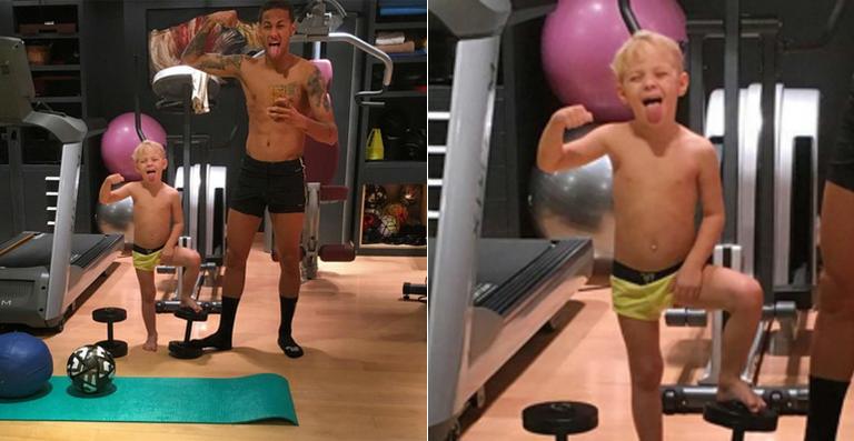 Neymar curte dia de pai e filho com Davi Lucca