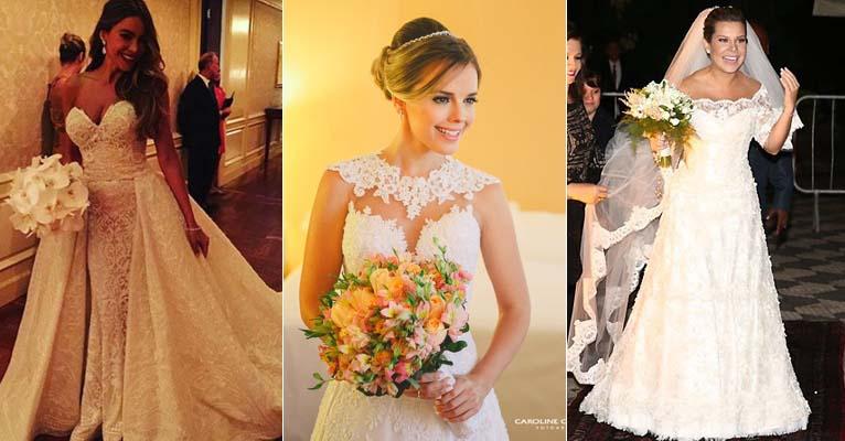 Veja os vestidos de noiva de 17 famosas que se casaram em 2015