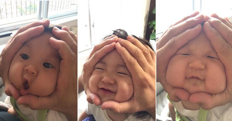 Sucesso no Japão, bebês ficam fofos ao terem as bochechas apertadas igual a bolinhos de arroz