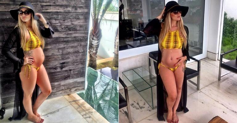 Aline Gotschalg exibe a barriguinha de grávida: “Meu príncipe Lucca cresce cada dia mais”