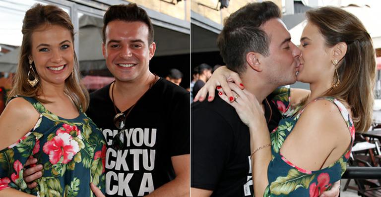 Grávida de cinco meses, Thais Pacholek comemora aniversário e ganha carinhos de Belutti