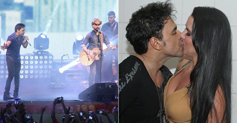 Graciele Lacerda ganha beijo de Zezé após show na quadra da Imperatriz