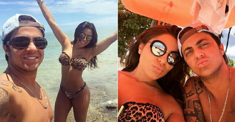 Thammy Miranda e Andressa Ferreira curtem praia na Bahia