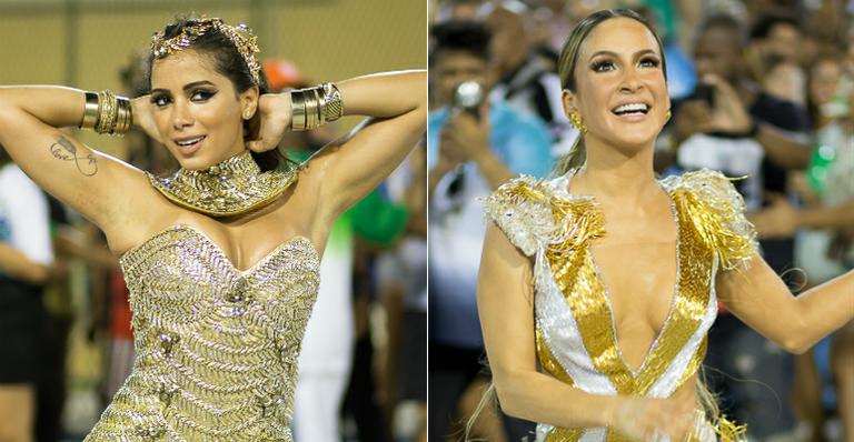 Anitta e Claudia Leitte brilham em ensaio de Carnaval com decotes e pernões de fora