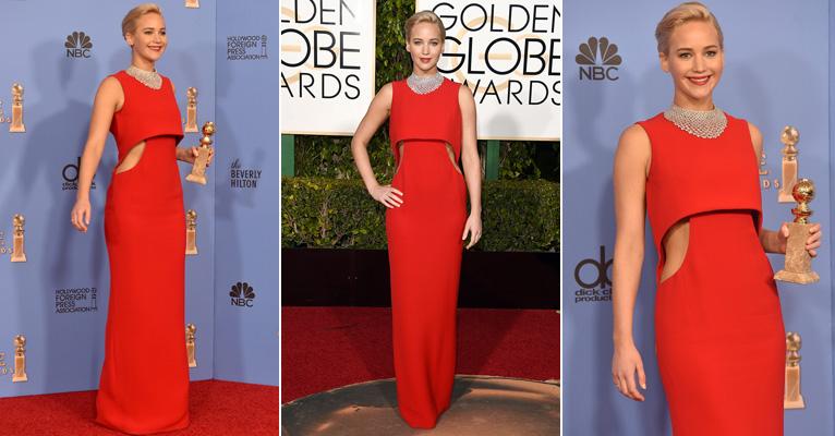Vestido de Jennifer Lawrence com recortes laterais pode engordar; entenda
