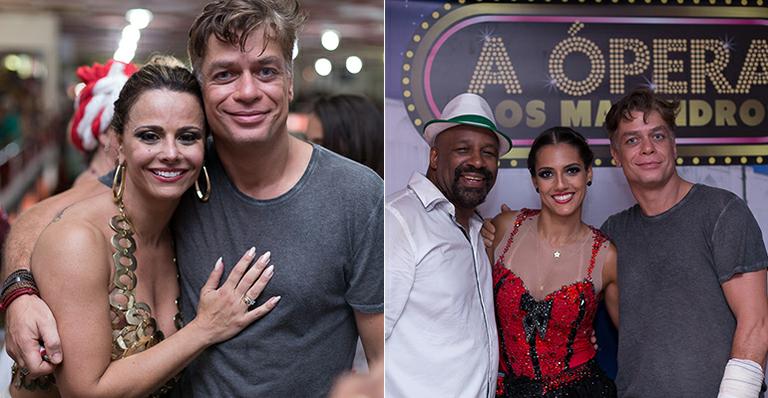 Fábio Assunção aparece em ensaio de escola de samba com o braço enfaixado