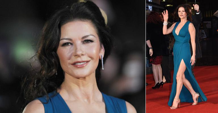 Catherine Zeta-Jones abusa da fenda em noite do cinema
