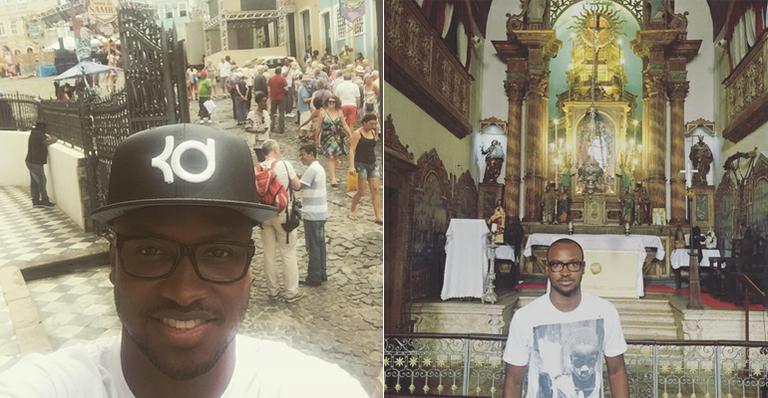 Dia de turista! Thiaguinho passeia no Pelourinho, em Salvador