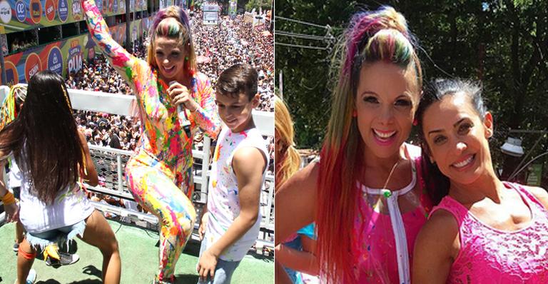 Com os filhos no trio, Carla Perez comanda bloco infantil em Salvador