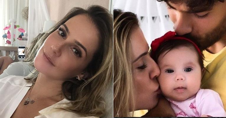 Deborah Secco posa ao lado do marido e da filha e se declara
